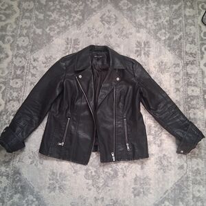 Baccini Black Faux Leather Jacket with Silver Accents
